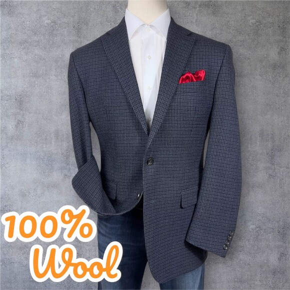 CHAPS Mens Blazer Sport Coat Two Button Jacket 42L Gray WOOL Plaid Suit Jacket - Picture 1 of 12
